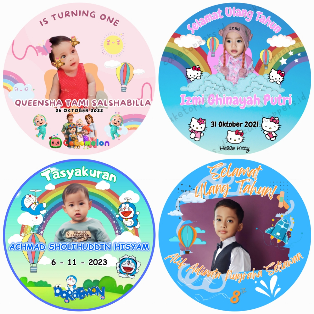 

stiker ulang tahun anak custom (7cm isi 20pcs)