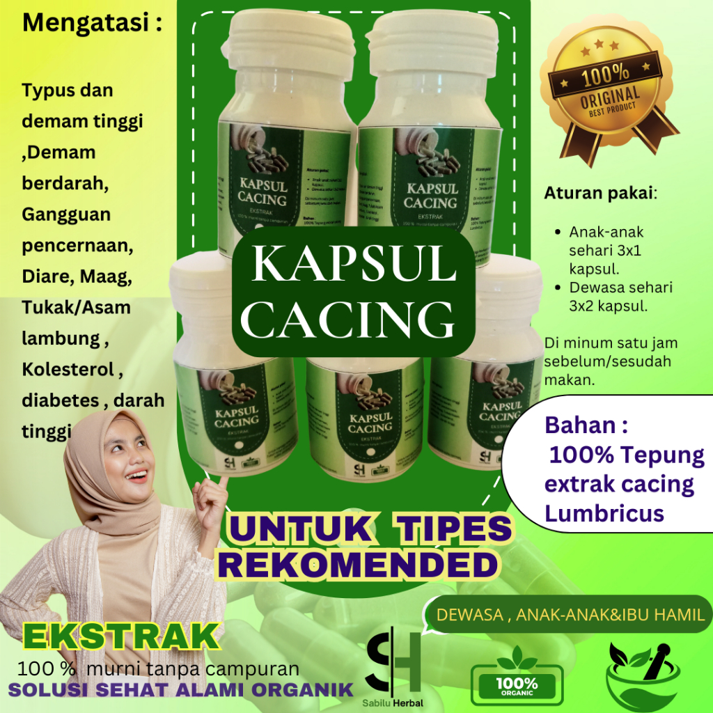 Kapsul cacing obat tipes, kapsul tipes,kapsul cacing untuk tipes