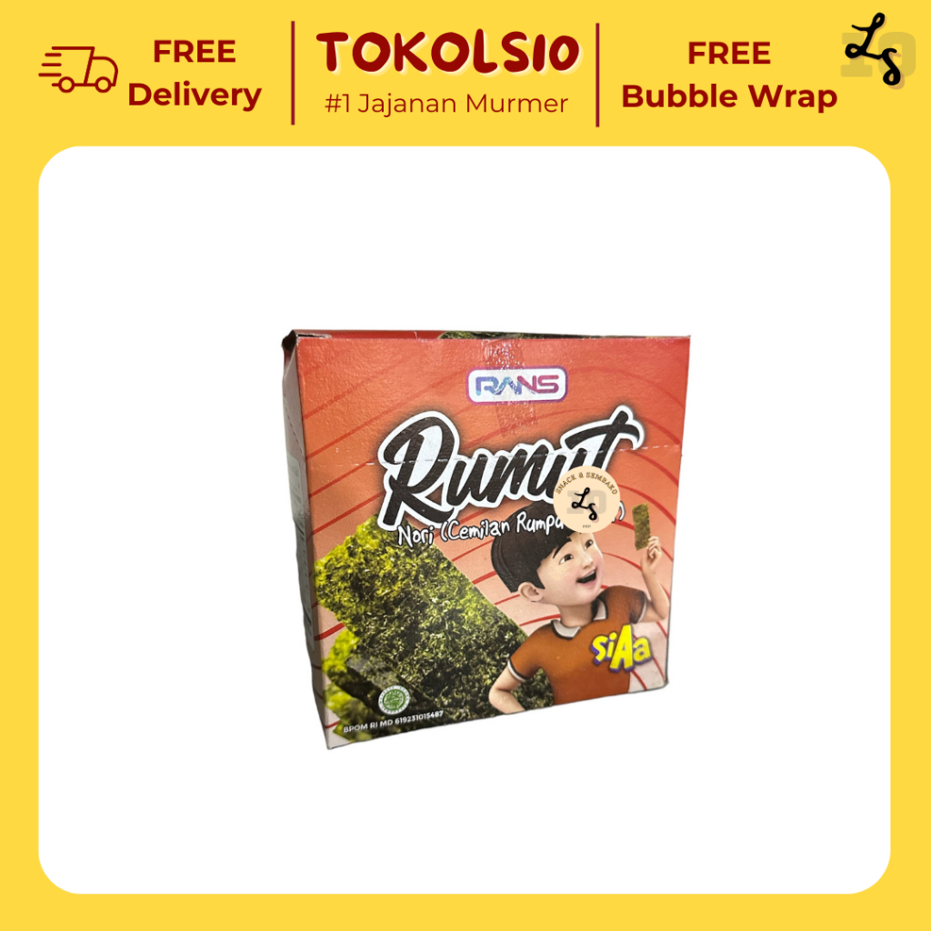 

Rumut Nori Cemilan Rumput Laut RANS 1 Pack Isi 12 pcs