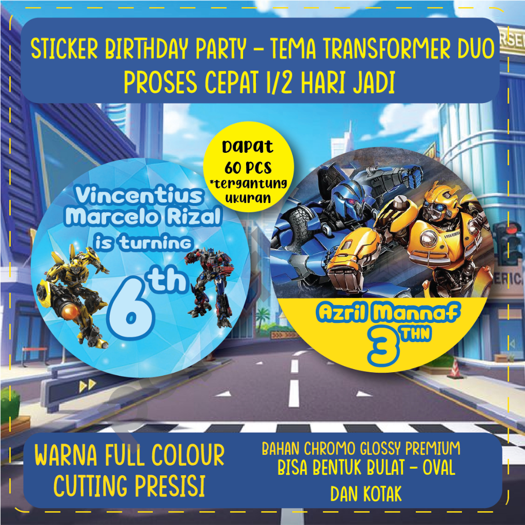

Stiker Label Transformer Duo – Sticker Ulang Tahun Anak, Hampers & Bingkisan Party