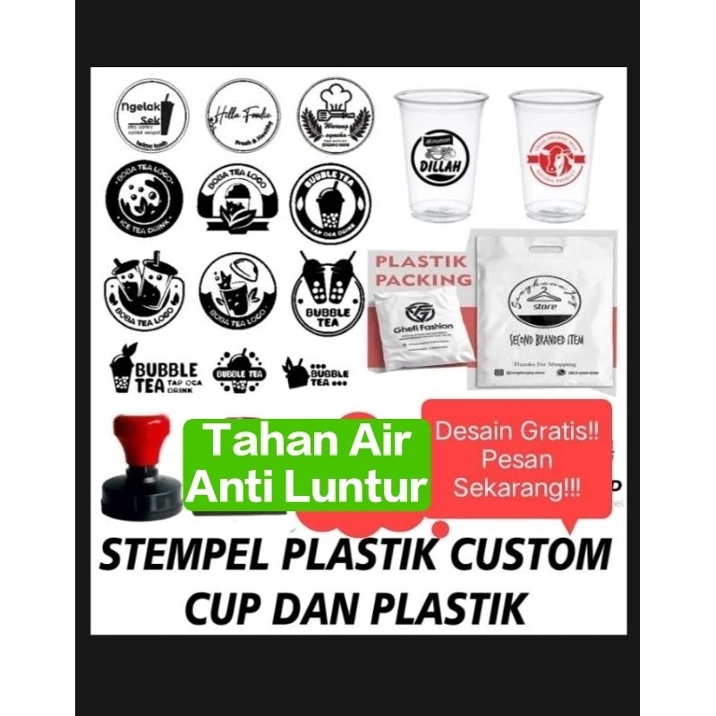 

Stempel Plastik Permanent, cup minuman , sterofoam, stempel