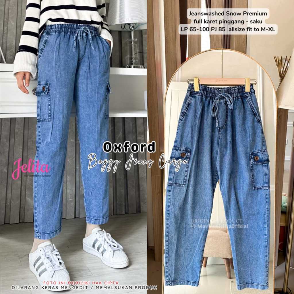 Oxford Baggy Jeans Cargo by Jelita Maritza