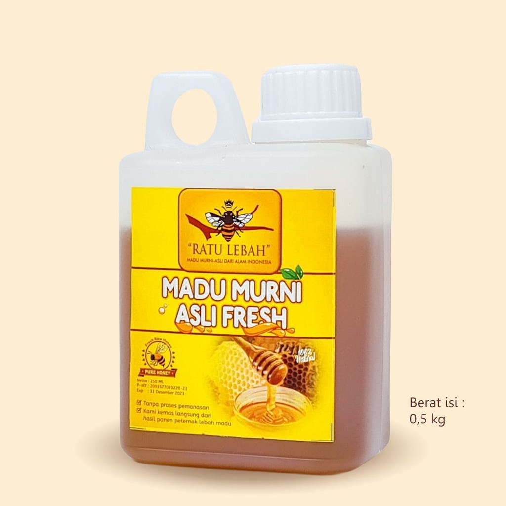

Madu Murni Asli Fresh 0,5 kg 100% Murni Madu Mentah Fresh Raw Honey Mellifera Ratu Lebah