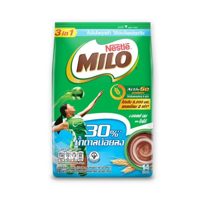 

Milo thailand activgo malt mixed beverage powder less sugar 3in1 25gr x 14 sachet