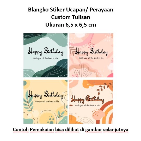 

Kartu/Stiker GLOSSY Motif Aesthetic Custom Tulisan Ulang Tahun, Syukuran, Ucapan Terima Kasih, Hari Raya, Tahlilan uk 6,5x6,5cm