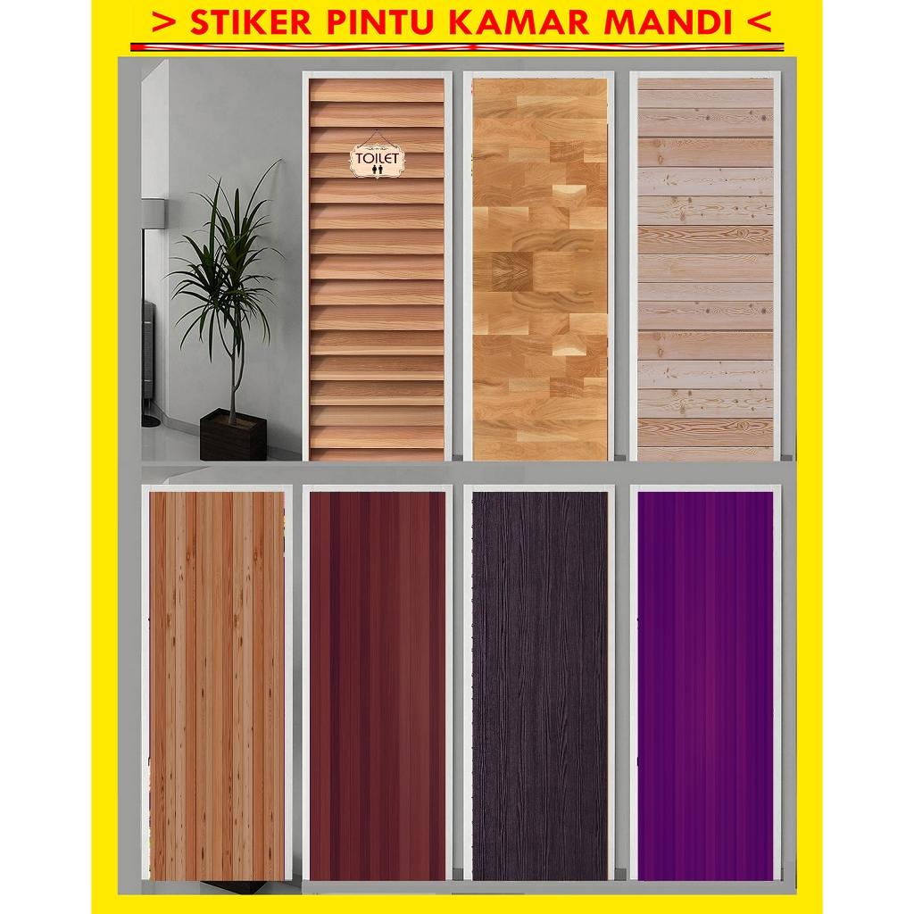 STIKER PINTU KAMAR MANDI, STIKER PINTU WC, WALLPAPER PINTU MOTIF KAYU