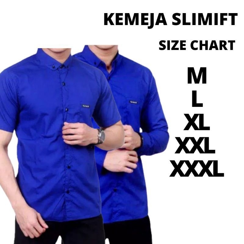 kemeja pria polos Hem lengan panjang pendek slim fit trendi kekinian size standar jumbo bahan katun 