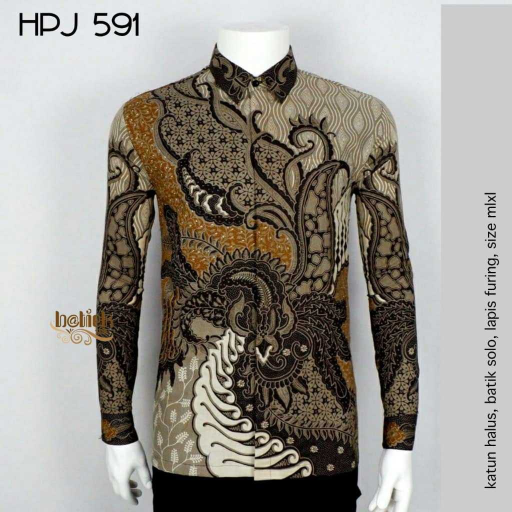 KEMEJA BATIK SOLO KRESNA / BATIK SOLO PREMIUM LAPIS FURING LENGAN PANJANG TERBARU / BAJU KONDANGAN P