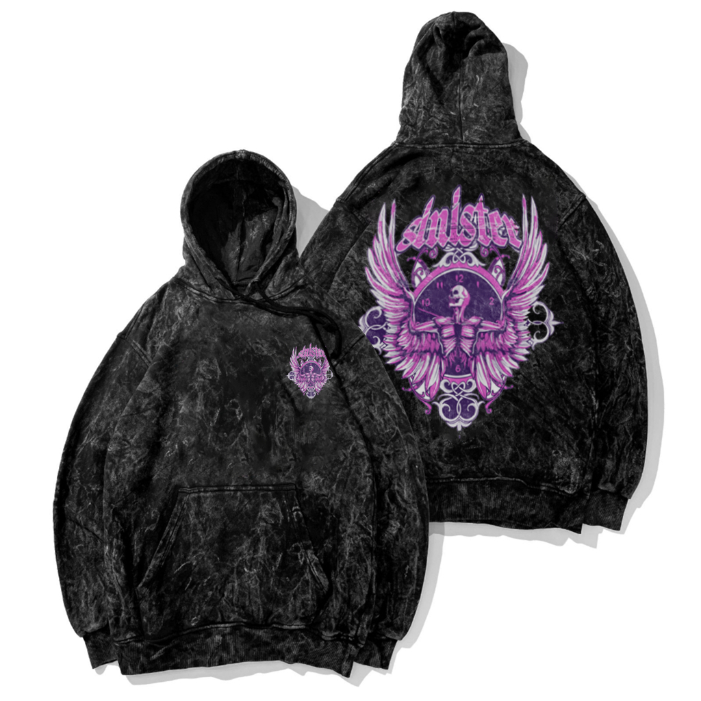 Sweater Hoodie Washed Distro Motif SINISTER PINK | Jaket Hoodie Sandwash Pria & Wanita