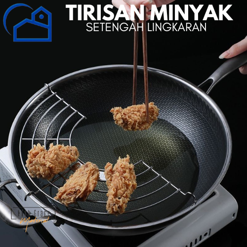 ✅Peniris minyak gorengan wajan /Alat Tirisan Minyak Saringan minyak Stainless steel / Alat Tiris Gor