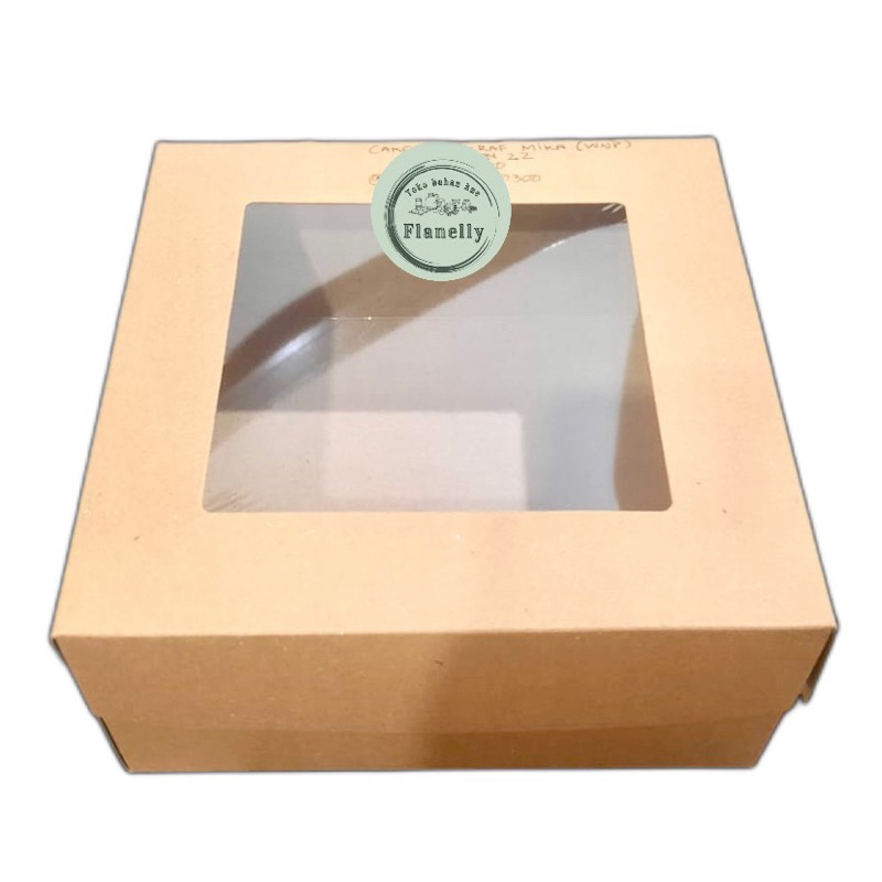 

Kotak box kue bahan kraft ukuran 22x22x10cm (1pack 10pc)