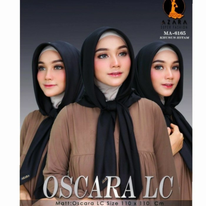 Hijab/Kerudung/Jilbab Segi Empat Voal Oskara LC Laser Cut by AZARA  Superfashion" Edisi Khusus Hitam