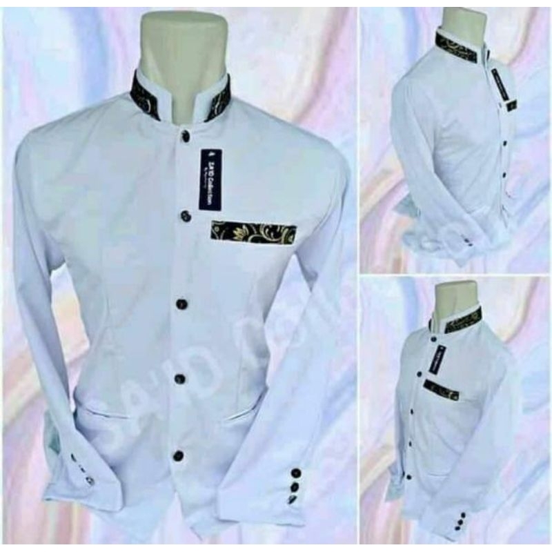 Baju Koko Muslim Pria Jasko Polos Warna Putih Batik Terbaru 2025