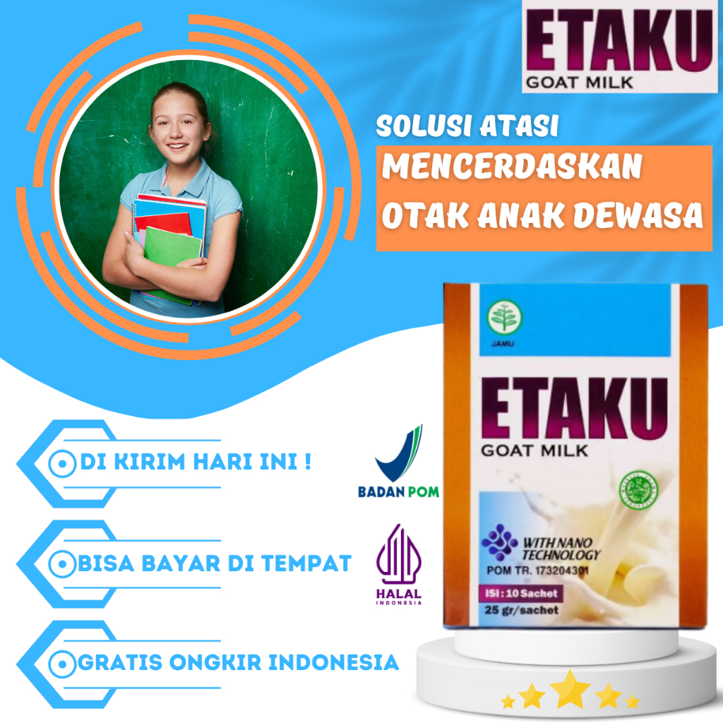 

Susu Penambah Kecerdasan Otak, Susu Kambing Etaku, Susu Kesehatan Otak, Kecerdasan Otak, Penambah Daya Ingat, Menguat Daya Ingat,