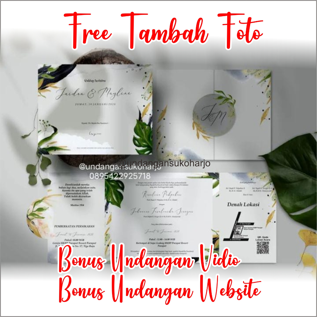 (free tambah poto) SCE 002Undangan Pernikahan murah aestetic elegan ,simple ,rustik, murah / desain 