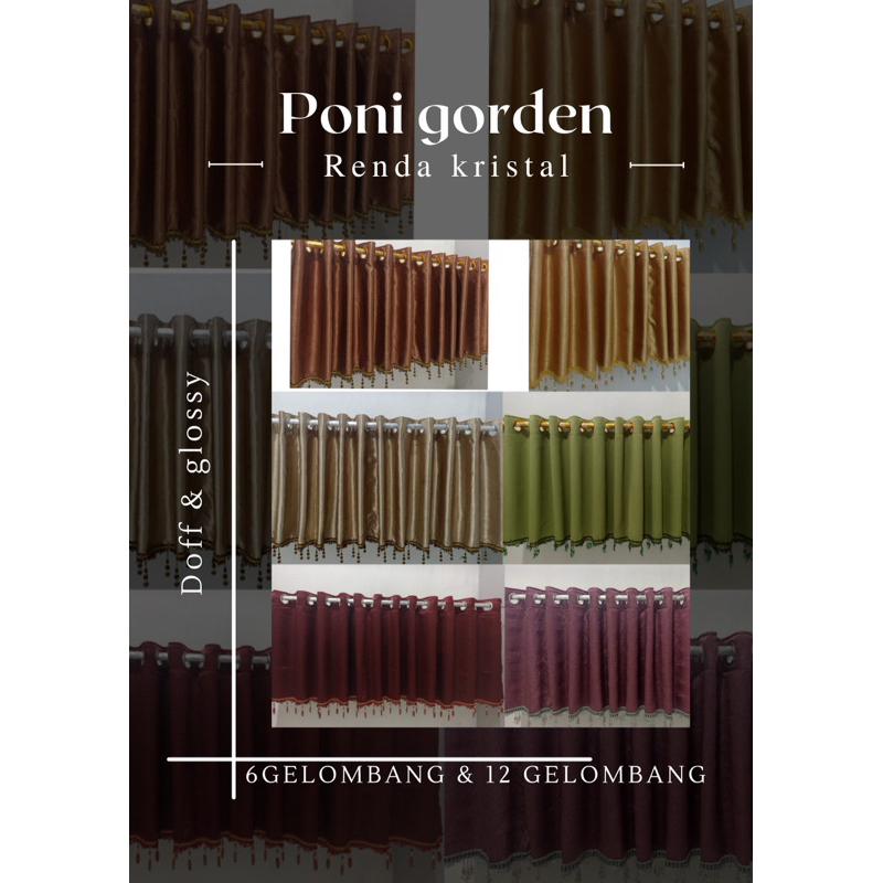 Poni gorden renda kristal/ Poni gorden Blackout renda/Poni gorden variasi renda kristal