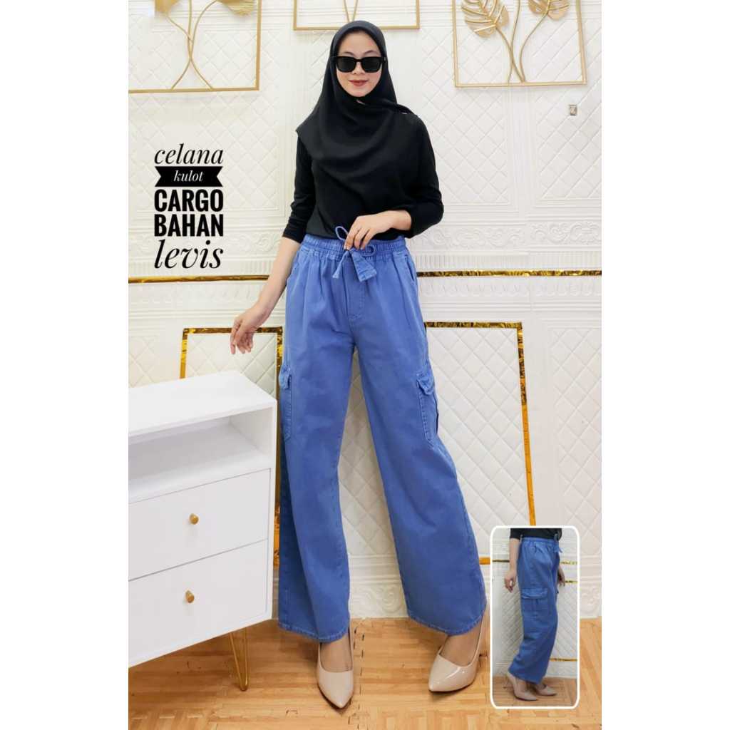 HIGH WAIST CELANA JEANS KULOT CARGO // CELANA CARGO PANJANG // CARGO CELANA WANITA // CARGO CELANA K