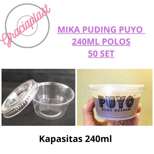 MIKA CUP PUDING PUYO 240ML/ CUP PUDING BENING/ MIKA SILKY PUDING/ GELAS JELLY PREMIUM ISI 50PCS