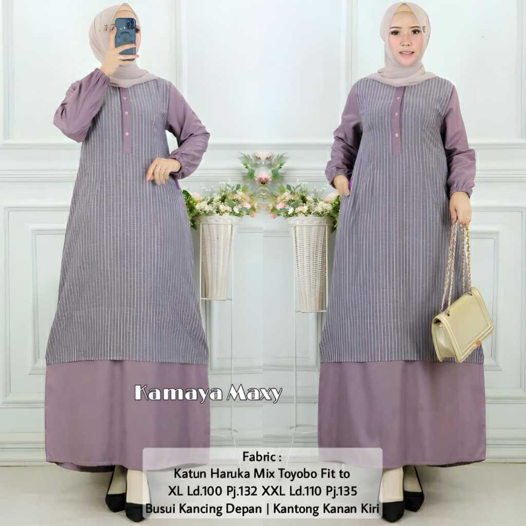 GAMIS KAMAYA MAXY DRESS GAMIS TERBARU BAHAN TOYOBO MIX KATUN SALUR 3 WARNA PREMIUM