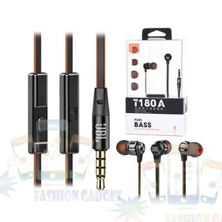 Handsfree Earphone JBL T180A Headset ORIGINAL JBL With Mic For Samsung Galaxy S8 / Lenovo / for Ipho