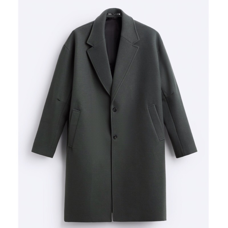 ZARA Men Oversize Fit Coat Jaket Mantel Pria Moss Green