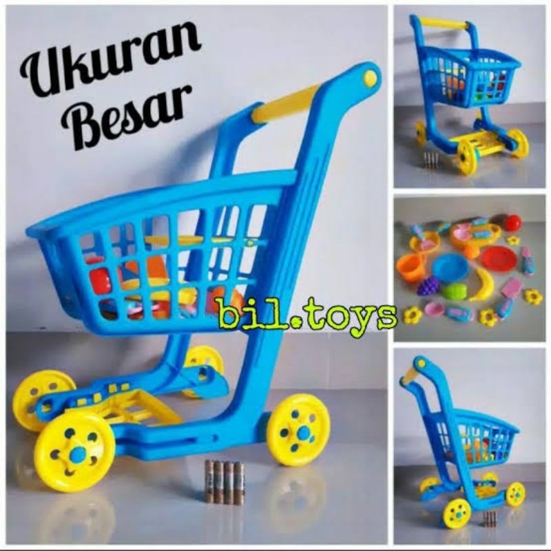 Shopping Trolley jumbo Mainan anak Trolley supermarket hypermarket mainan edukasi