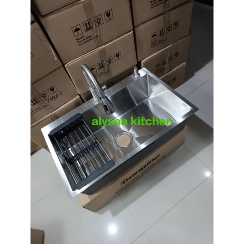Paket lengkap Kitchen sink stainless 8050 / Kitchen sink stainless 8050 paket kran tarik