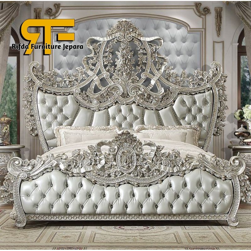 Dipan Tempat Tidur Ukir Jati Pita Mewah / Dipan Ukir Mewah Modern