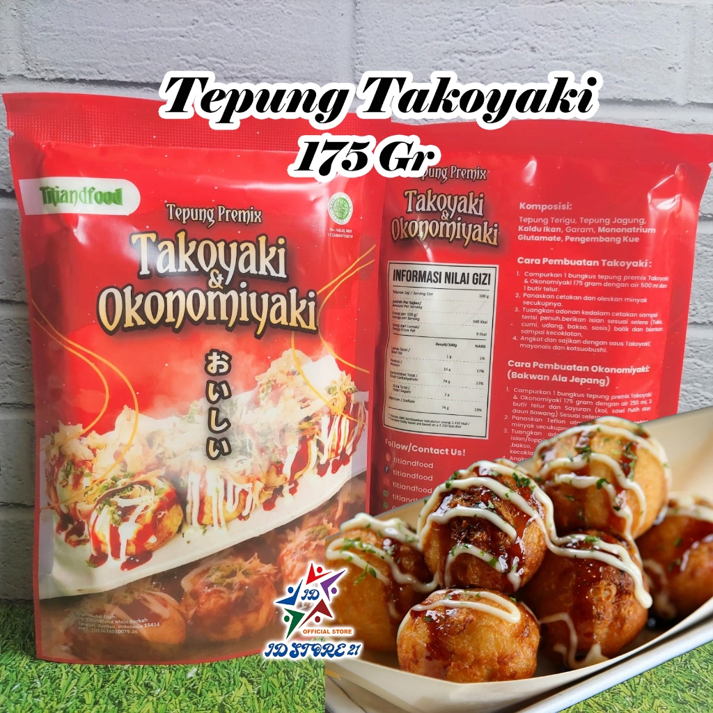 

Tepung Premix Takoyaki Okonomiyaki Instan Titiandfood 175 Gr / Tepung Siap Pakai Halal MUI Berkualitas