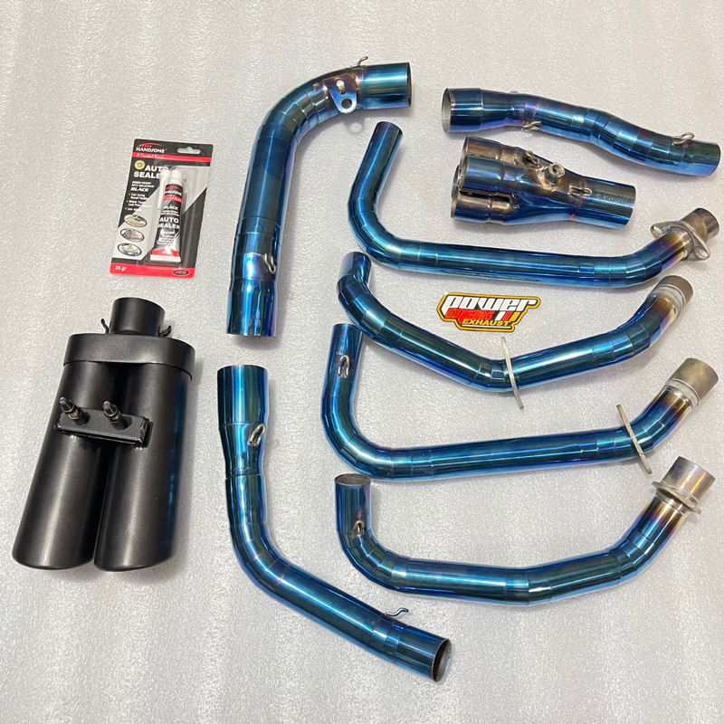 Knalpot Undertail Ninja ZX25R Header Biru Full System PNP