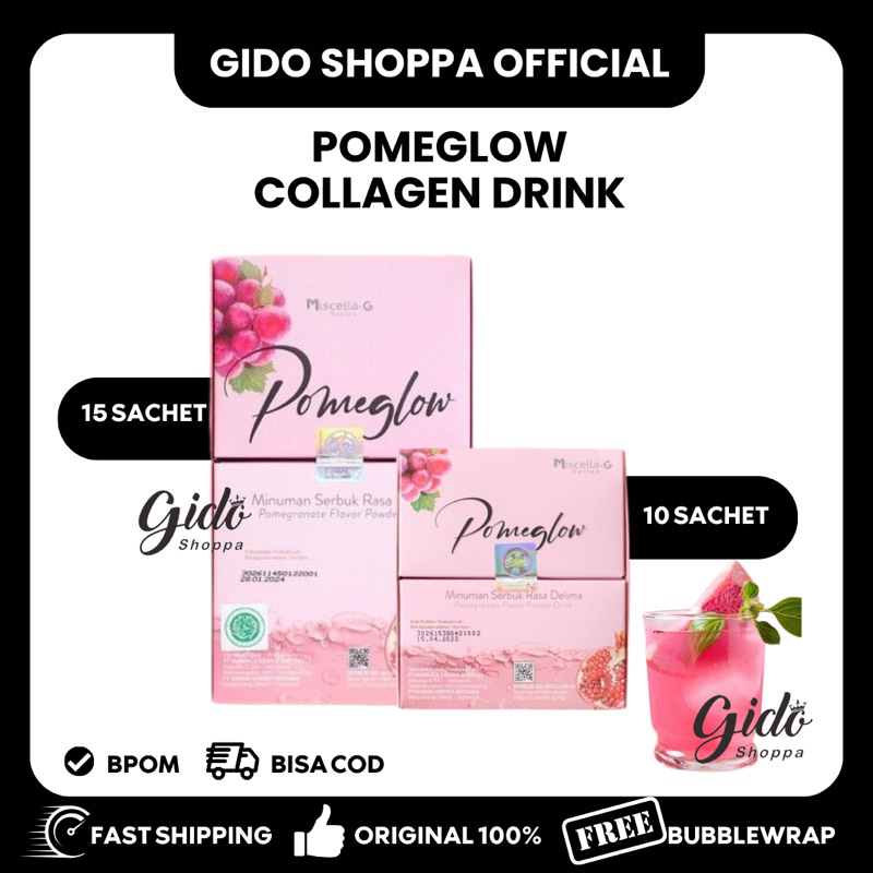 ❤️GIDOSHOPPA❤️[BPOM] POMEGLOW MINUMAN SERBUK COLLAGEN ORIGINAL POME GLOW ISI 10 & 15