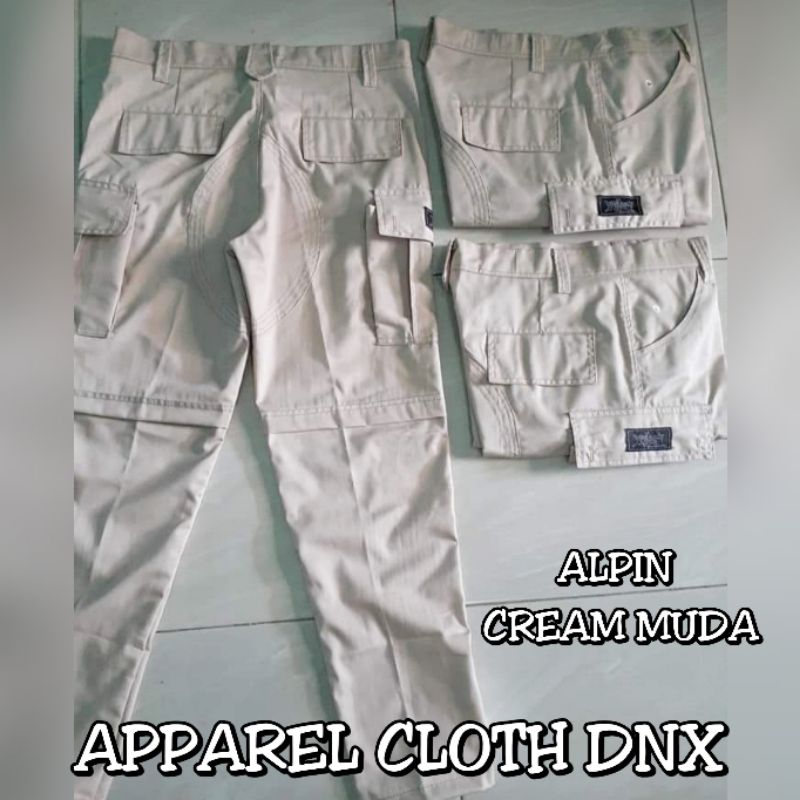 CELANA CARGO ALPIN ALPINE ALPINA SAKU KEMPOL PUNK KREM CREM CREAM MERAH HITAM BIRU PUTIH LORENG DORE