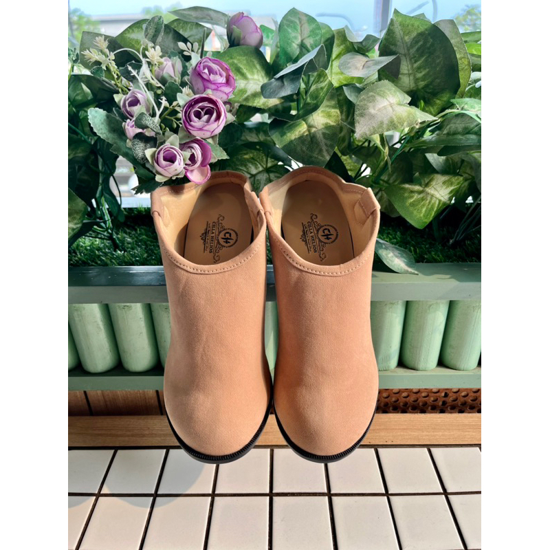 Brussels Mule Heels Suede 7cm Chunky Heels