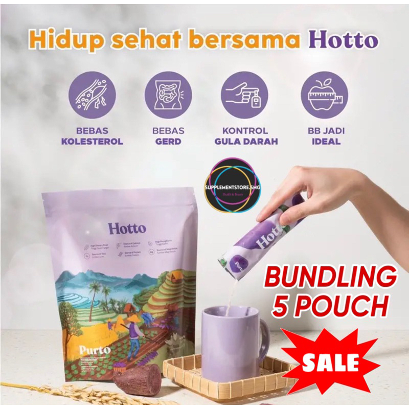 

PROMO BUNDLING 5 POUCH 80 Sachet HOTTO PURTO Multigrain Superfood Ubi Ungu Oat Meal Replacement HALAL BPOM