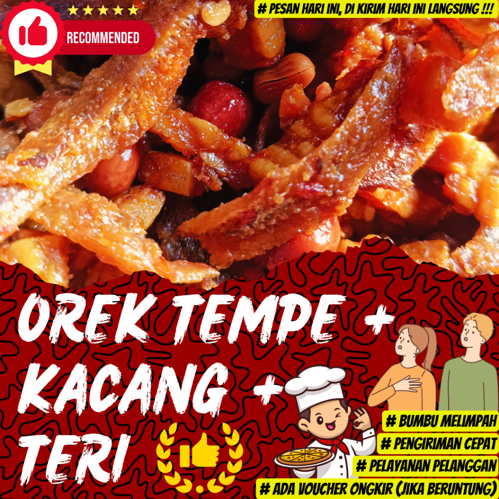 

TERBAIK !!! OREK TEMPE + TERI + KACANG / ALL VARIAN + HEMAT / 100 gr. 150 gr, 250 gr / KEMASAN EKONOMIS