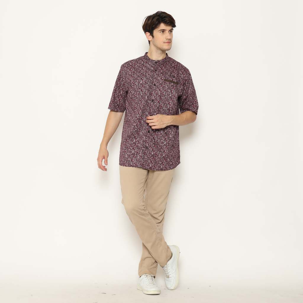 Binauf kemko full print short sleeve Orion / kemeja koko pria lengan pendek - Coral