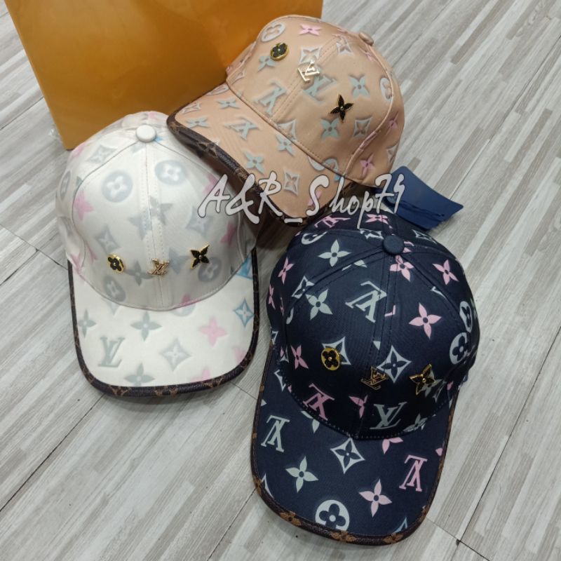 Topi Lv Monogram pin Topi Baseball Import Wanita