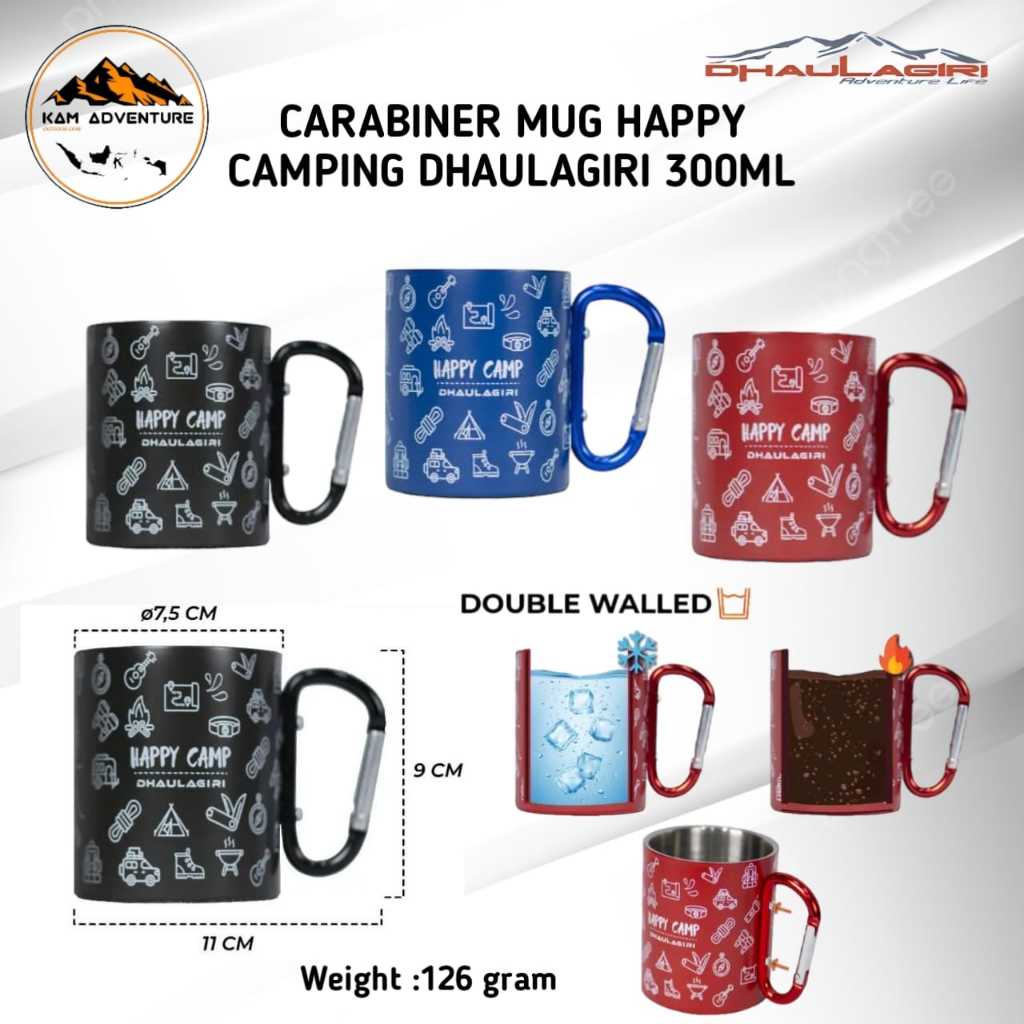 Carabiner mugug happy camp dhaulagiri - mug carabiner dhaulagiri 300ML - gelas cangkir dhaulagiri ou