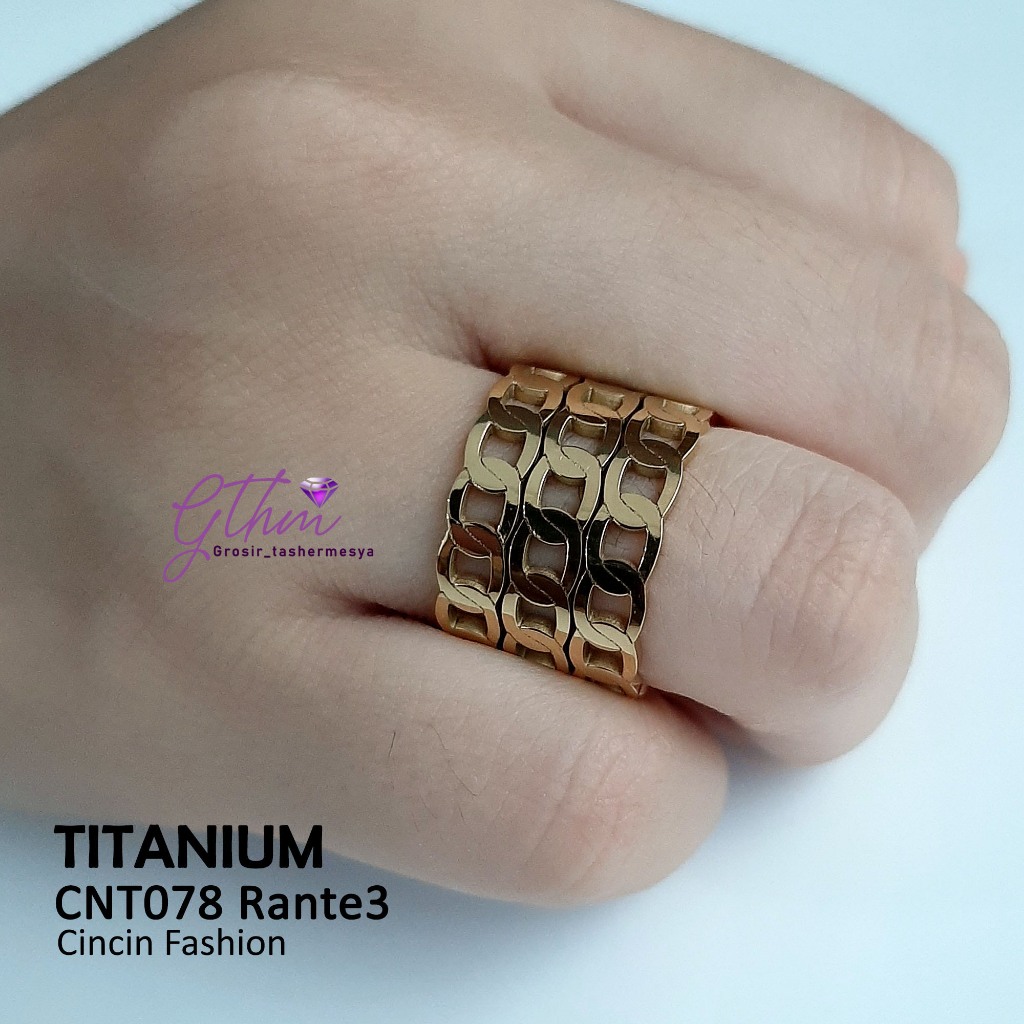 Cincin Wanita Titanium Rante Susun 3 Model Elegan Fashionable Awet Anti Luntur bisa dipakai sehari-hari cnt078