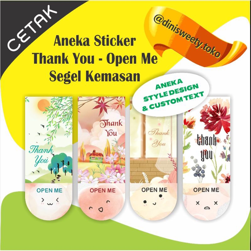 

STIKER LABEL SEGEL KEMASAN BOX CUSTOM TEXT SIZE A THANK YOU OPEN ME