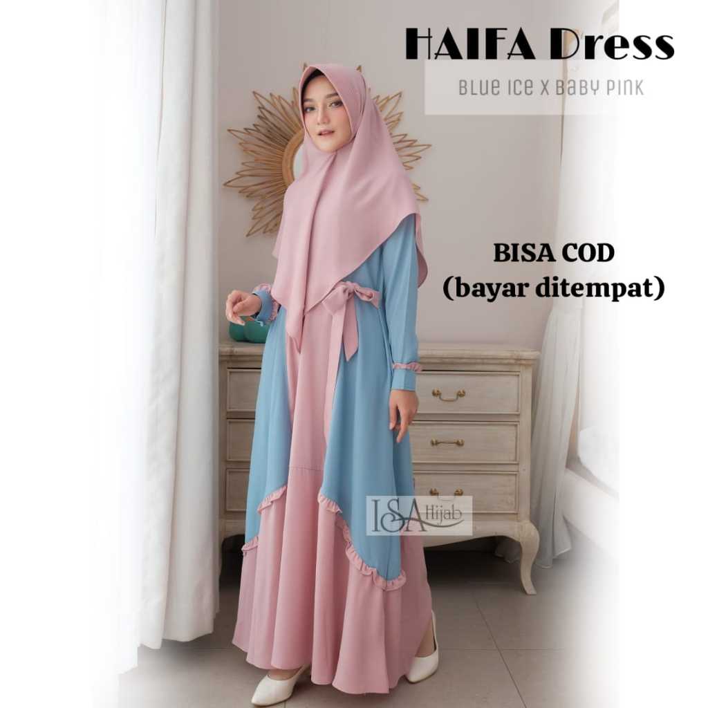 Gamis Haifa Dress Isahijab Gamis Wollycrepe Kombinasi