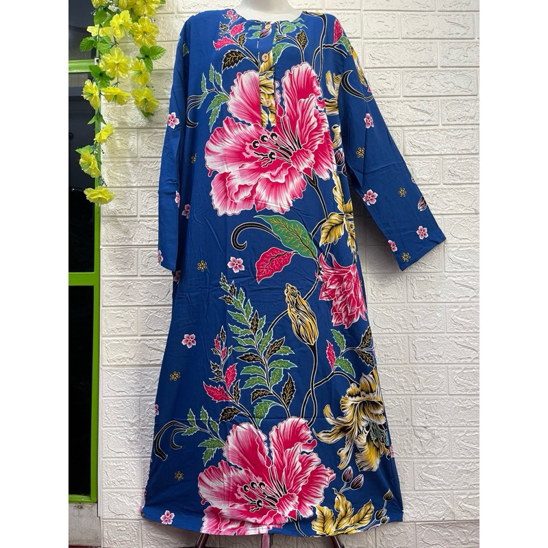 Produk Asli Kencana Ungu Longdress Lengan Panjang Motif Terbaru Jumbo Ld.118 cm - Baju Tidur Piyama 