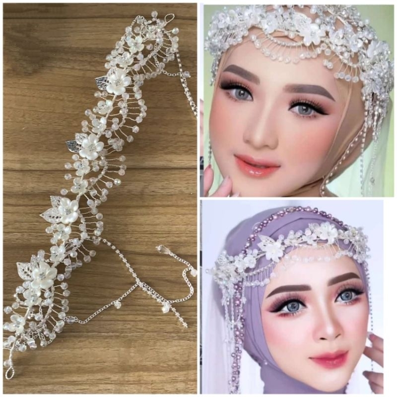 [HP72] Headpiece bando pengantin hijab handmade viral
