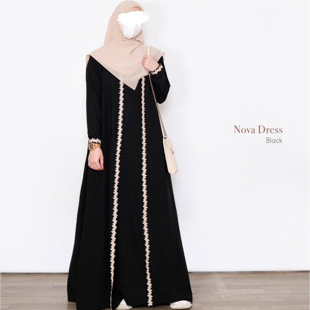 Nova Dress Gamis Abaya Remaja Muslimah / Baju Muslim Perempuan Bahan Premium Simple / Gamis Hari Ray