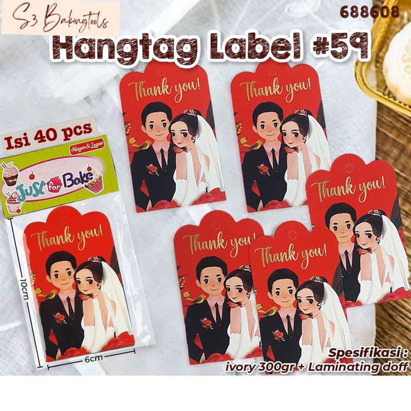 

Kartu souvenir Hangtag label thank you Wedding #59 isi 40 pcs