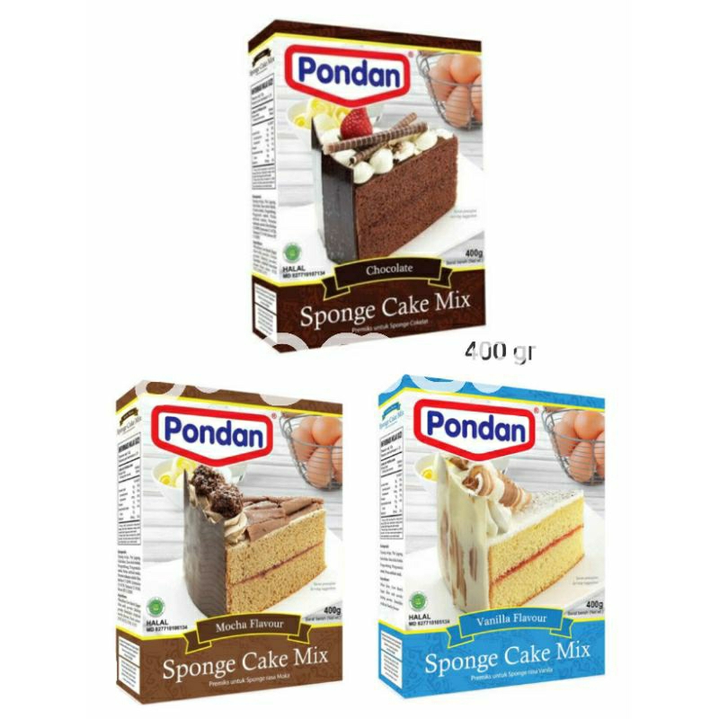 

PONDAN SPONGE CAKE MIX TEPUNG PREMIX BAHAN KUE INSTAN 400 GR CHOCOLATE MOCHA VANILLA