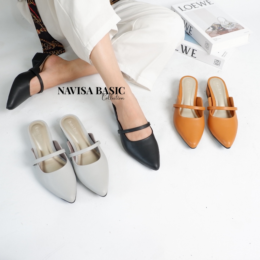 Belleza Mules Wanita Heels / Hak 3 Cm Navisa Basic Collection Mary janes