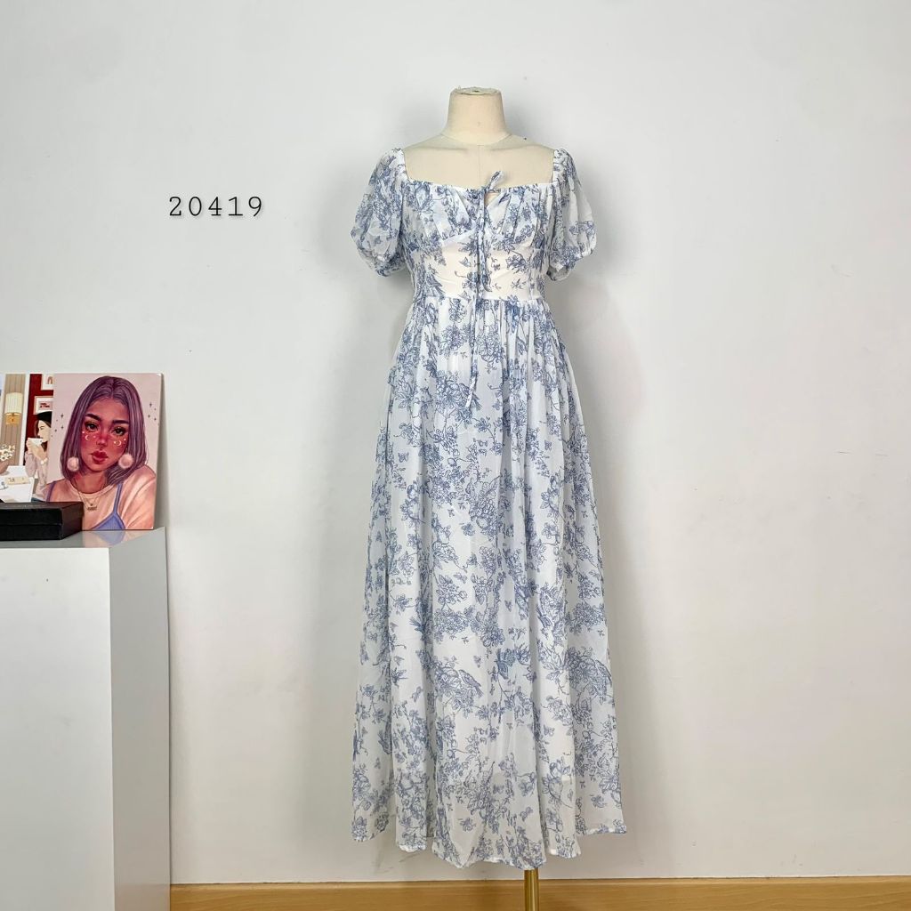 Ceruty Dress I Dress Model Terbaru I Dres Bunga Korea I Dres Motif Bunga