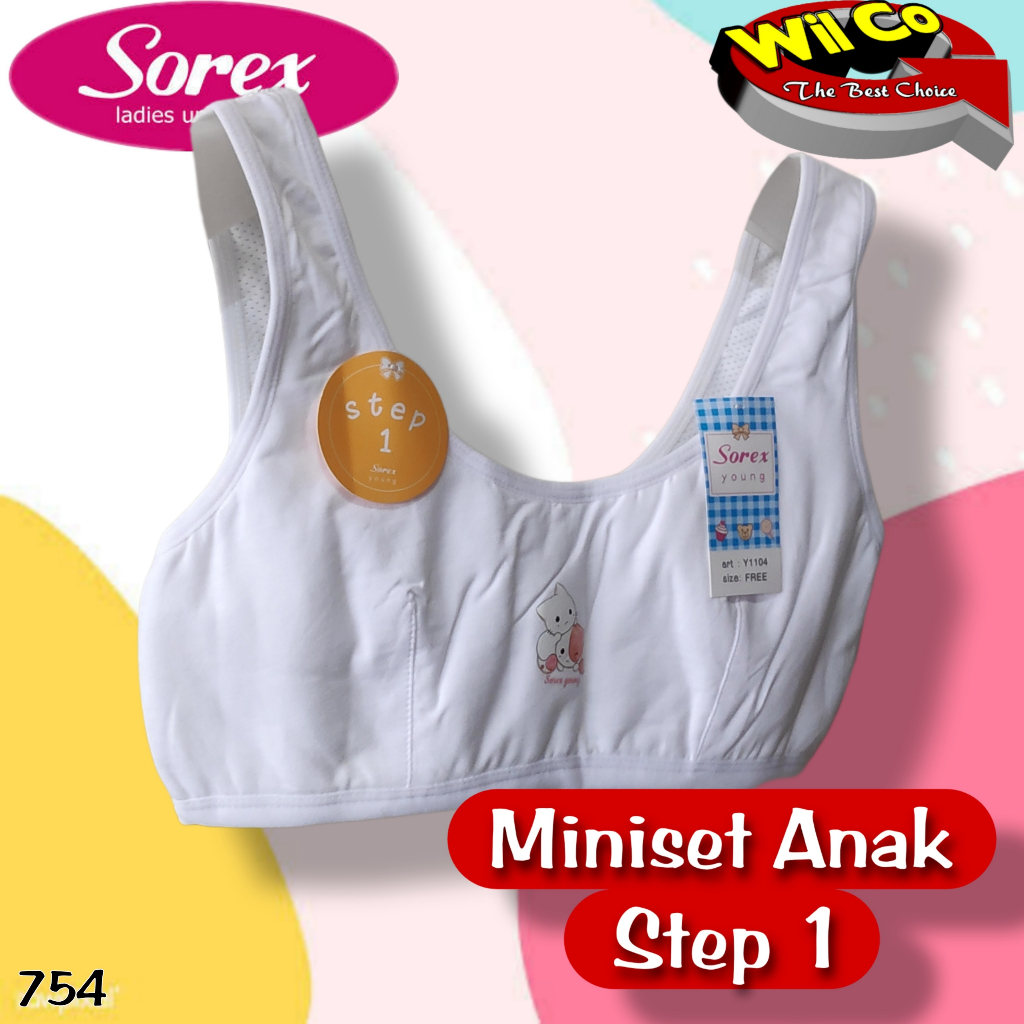 K754 Sorex Miniset Anak Remaja Step 1 Tanpa Busa Tanpa Kawat, Mini Bra Anak Cewek All Size