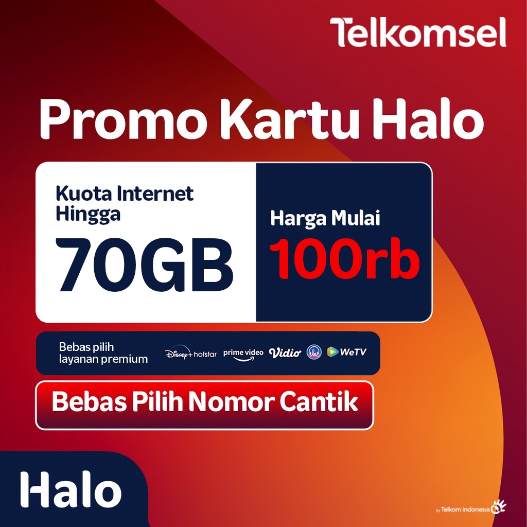 (BEBAS REQUEST / PILIH NOMOR) Kartu Halo Telkomsel 10 digit / 11 digit/ 12 digit Pascabayar | Kuota 